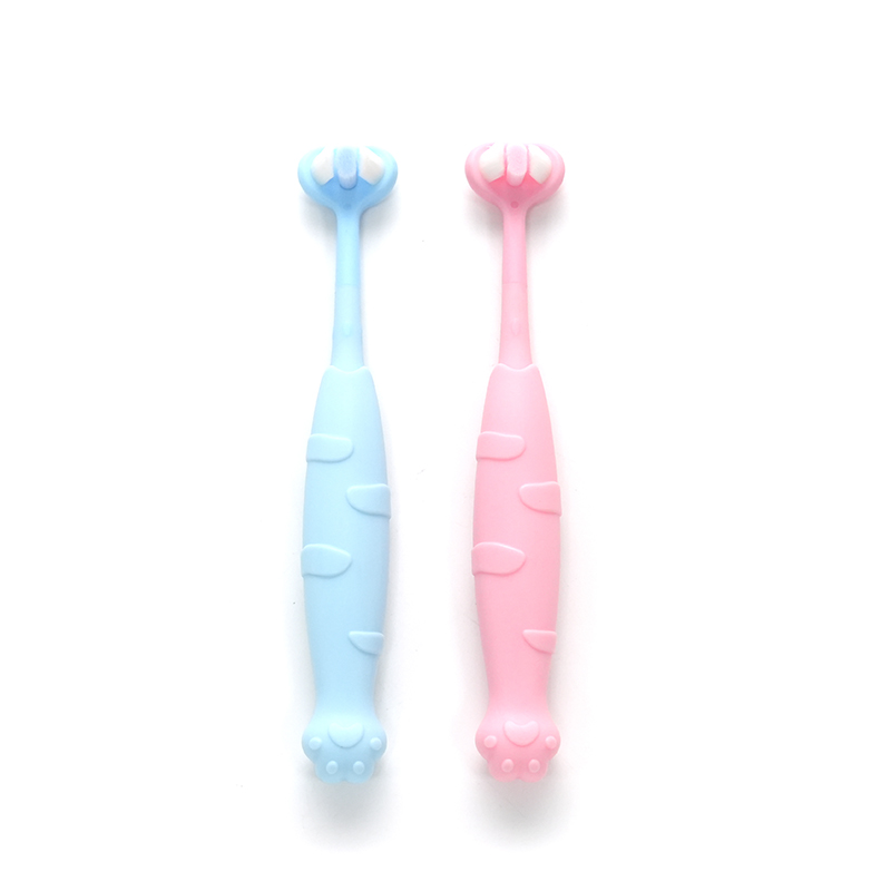 PP/TPE Cat-Claw-stijl handvat 3D-opzetborstel Ultrafijne zachte PBT-geslepen haren Kinderen Diep reinigende tandenborstel